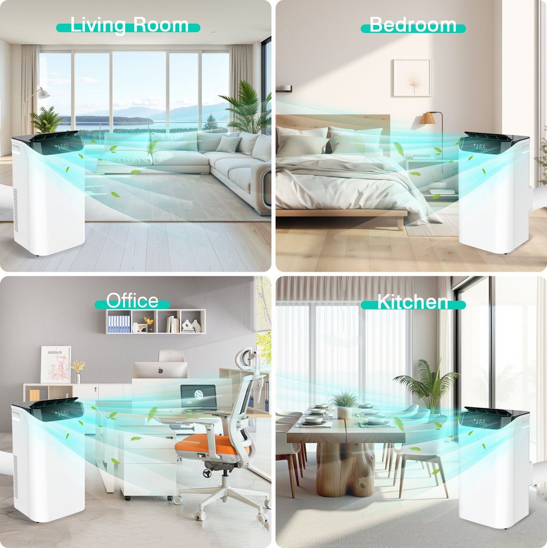 Lcxmtv Portable Air Conditioner 14000 BTU (10000 BTU DOE) Cools Room up to 700 Sq. ft, 3-in-1 AC Unit, Dehumidifier, Fan, Smart Floor Standing AC with Backlit Remote & DIY Window Kit